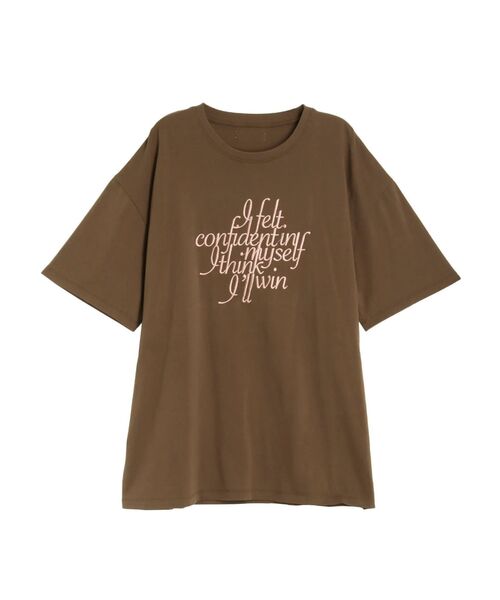 CALNAMUR（カルナムール）の「フロントメッセージTシャツ（Tシャツ/カットソー・レディース・ブラウン/ホワイト/ダークグレー・FREE）」の3枚目の写真