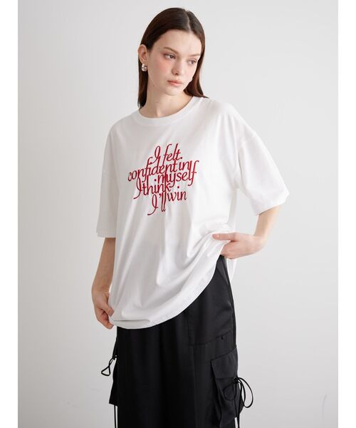 CALNAMUR（カルナムール）の「フロントメッセージTシャツ（Tシャツ/カットソー・レディース・ブラウン/ホワイト/ダークグレー・FREE）」の11枚目の写真