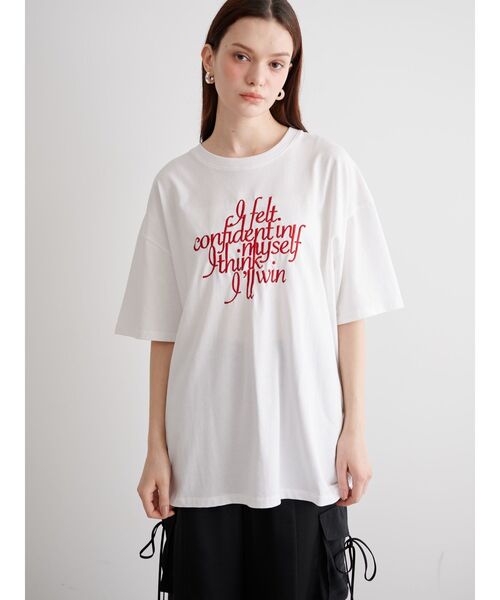 CALNAMUR（カルナムール）の「フロントメッセージTシャツ（Tシャツ/カットソー・レディース・ブラウン/ホワイト/ダークグレー・FREE）」の12枚目の写真