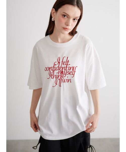 CALNAMUR（カルナムール）の「フロントメッセージTシャツ（Tシャツ/カットソー・レディース・ブラウン/ホワイト/ダークグレー・FREE）」の13枚目の写真