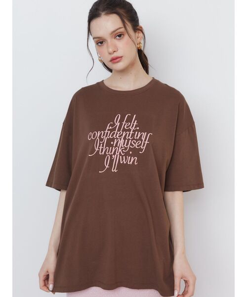 CALNAMUR（カルナムール）の「フロントメッセージTシャツ（Tシャツ/カットソー・レディース・ブラウン/ホワイト/ダークグレー・FREE）」の18枚目の写真