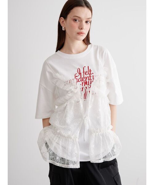 CALNAMUR（カルナムール）の「フロントメッセージTシャツ（Tシャツ/カットソー・レディース・ブラウン/ホワイト/ダークグレー・FREE）」の21枚目の写真