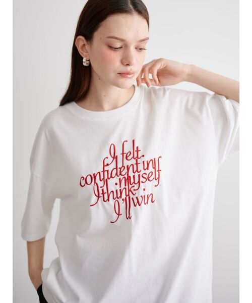 CALNAMUR（カルナムール）の「フロントメッセージTシャツ（Tシャツ/カットソー・レディース・ブラウン/ホワイト/ダークグレー・FREE）」の8枚目の写真