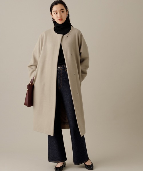 アダムエロペ コート ノーカラー コート ベージュ 38｜ブランド別 