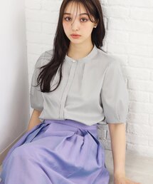 index | カラーストライプバンドカラーブラウス【洗濯機可・UV・防シワ・イージーアイロン】(シャツ/ブラウス)