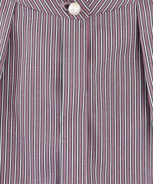 index（インデックス）の「◆UV カラーストライプバンドカラーブラウス【防シワ/イージーアイロン/洗濯機洗い可】（シャツ/ブラウス・レディース・ホワイト系5/パープル系1/グレー系2・36/38/40/42）」の6枚目の写真