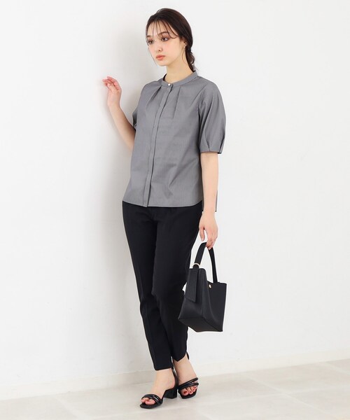 index（インデックス）の「◆UV カラーストライプバンドカラーブラウス【防シワ/イージーアイロン/洗濯機洗い可】（シャツ/ブラウス・レディース・ホワイト系5/パープル系1/グレー系2・36/38/40/42）」の19枚目の写真