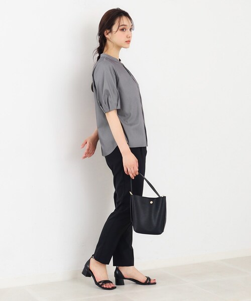 index（インデックス）の「◆UV カラーストライプバンドカラーブラウス【防シワ/イージーアイロン/洗濯機洗い可】（シャツ/ブラウス・レディース・ホワイト系5/パープル系1/グレー系2・36/38/40/42）」の20枚目の写真