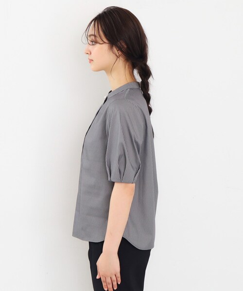 index（インデックス）の「◆UV カラーストライプバンドカラーブラウス【防シワ/イージーアイロン/洗濯機洗い可】（シャツ/ブラウス・レディース・ホワイト系5/パープル系1/グレー系2・36/38/40/42）」の14枚目の写真