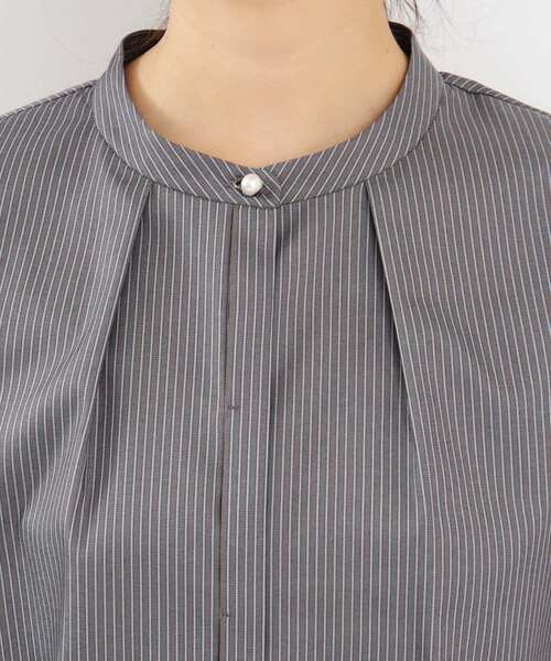 index（インデックス）の「◆UV カラーストライプバンドカラーブラウス【防シワ/イージーアイロン/洗濯機洗い可】（シャツ/ブラウス・レディース・ホワイト系5/パープル系1/グレー系2・36/38/40/42）」の16枚目の写真