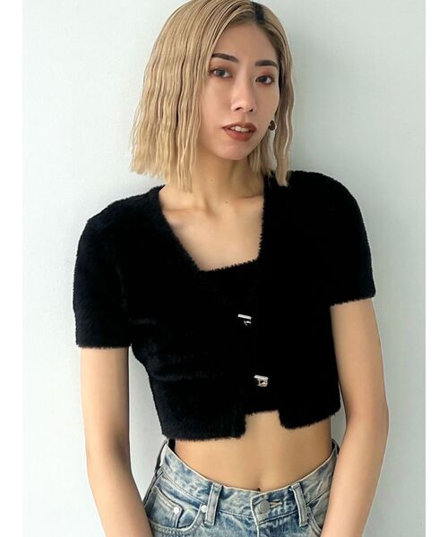 EMODA(エモダ)の「シャギーコンパクトツインニット(ニット/セーター・レディース・ライム/グレー/ホワイト/ブラック/ブルー・FREE)」の11枚目の写真