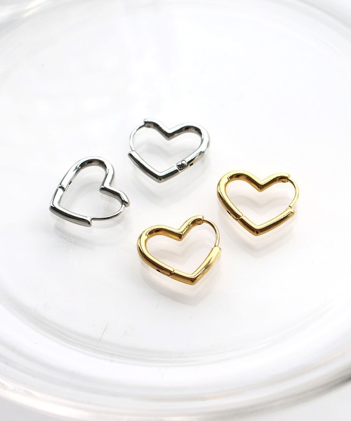 abaskdesign(アバスクデザイン)の「金属アレルギー対応 シンプルハートフープステンレスピアス(ピアス(両耳用)・レディース・シルバー/ゴールド・FREE)」の6枚目の写真