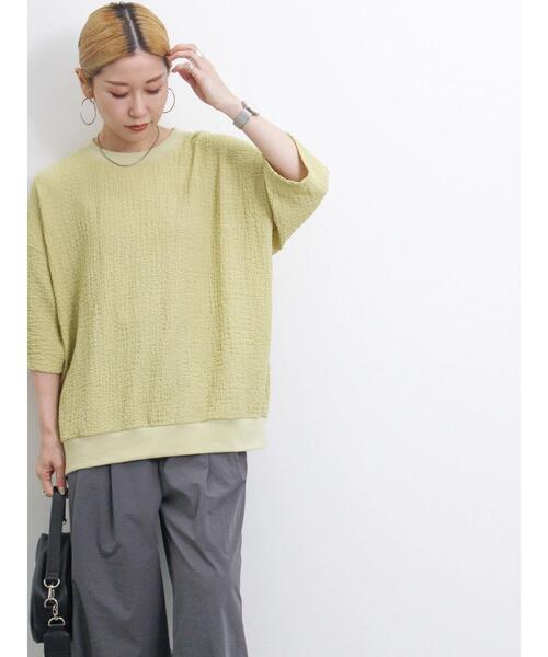 Samansa Mos2 blue（サマンサモスモスブルー）の「◎膨れジャカードプルオーバー（Tシャツ/カットソー・レディース・ブラック/オフホワイト/グリーン・F）」の3枚目の写真