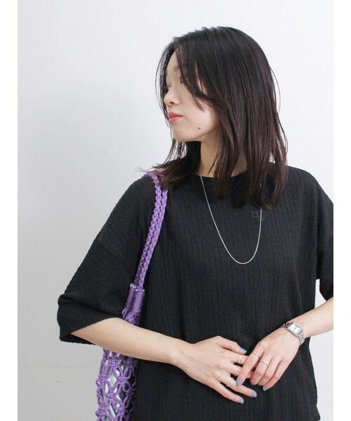 Samansa Mos2 blue（サマンサモスモスブルー）の「◎膨れジャカードプルオーバー（Tシャツ/カットソー・レディース・ブラック/オフホワイト/グリーン・F）」の2枚目の写真