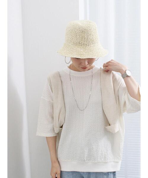 Samansa Mos2 blue（サマンサモスモスブルー）の「◎膨れジャカードプルオーバー（Tシャツ/カットソー・レディース・ブラック/オフホワイト/グリーン・F）」の4枚目の写真