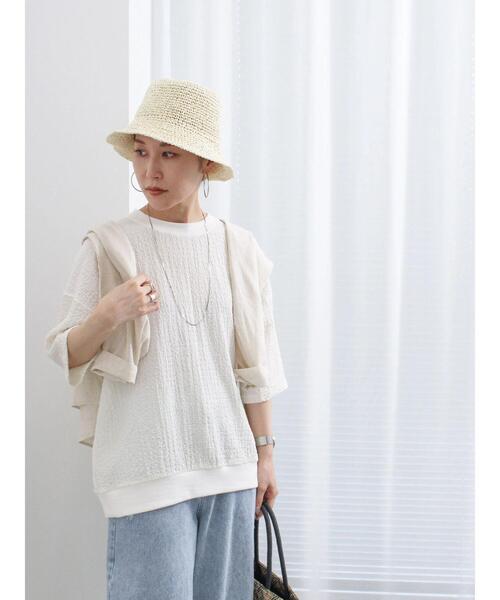 Samansa Mos2 blue（サマンサモスモスブルー）の「◎膨れジャカードプルオーバー（Tシャツ/カットソー・レディース・ブラック/オフホワイト/グリーン・F）」の8枚目の写真