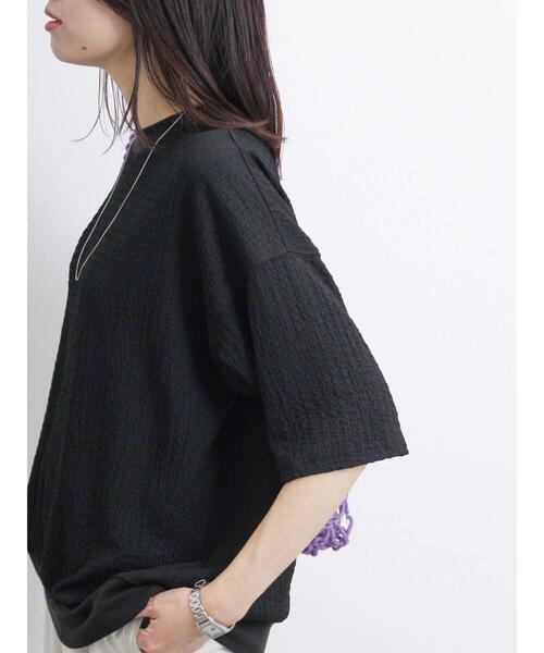 Samansa Mos2 blue（サマンサモスモスブルー）の「◎膨れジャカードプルオーバー（Tシャツ/カットソー・レディース・ブラック/オフホワイト/グリーン・F）」の11枚目の写真