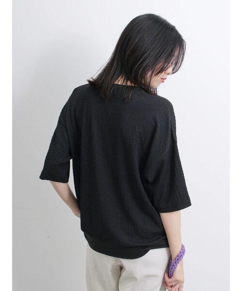 Samansa Mos2 blue（サマンサモスモスブルー）の「◎膨れジャカードプルオーバー（Tシャツ/カットソー・レディース・ブラック/オフホワイト/グリーン・F）」の13枚目の写真