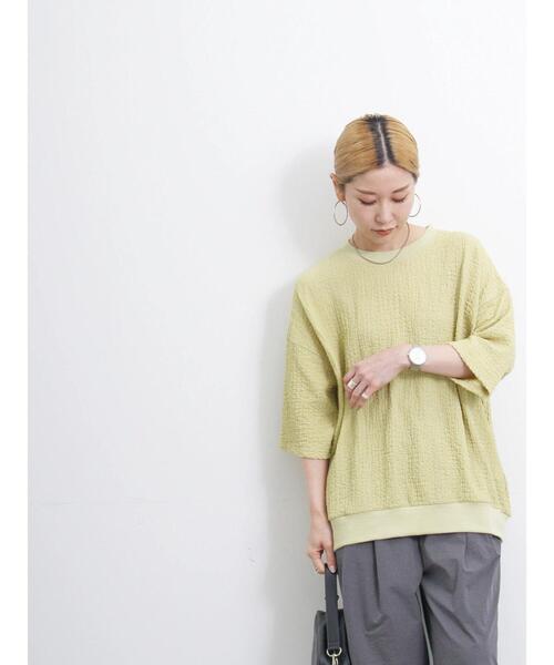 Samansa Mos2 blue（サマンサモスモスブルー）の「◎膨れジャカードプルオーバー（Tシャツ/カットソー・レディース・ブラック/オフホワイト/グリーン・F）」の15枚目の写真