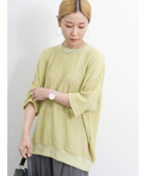 Samansa Mos2 blue（サマンサモスモスブルー）の「◎膨れジャカードプルオーバー（Tシャツ/カットソー・レディース・ブラック/オフホワイト/グリーン・F）」の16枚目の写真