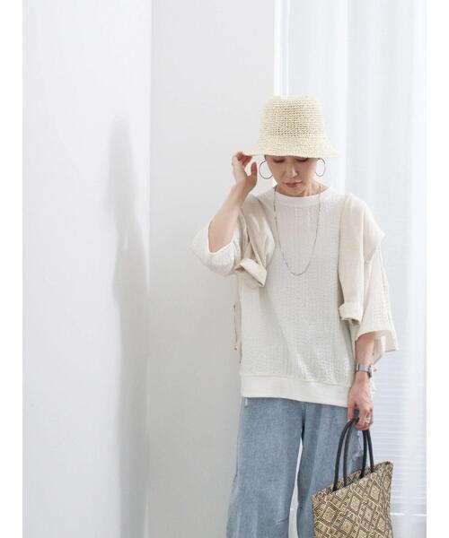 Samansa Mos2 blue（サマンサモスモスブルー）の「◎膨れジャカードプルオーバー（Tシャツ/カットソー・レディース・ブラック/オフホワイト/グリーン・F）」の19枚目の写真