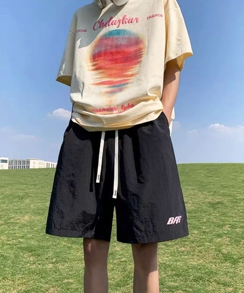 NOWLE（ノウル）の「【NOWLE】ワンポイント イージー シャカシャカ ショーツ（その他パンツ・メンズ・ブラック/ピンク/グリーン/ブルー・FREE）」の2枚目の写真