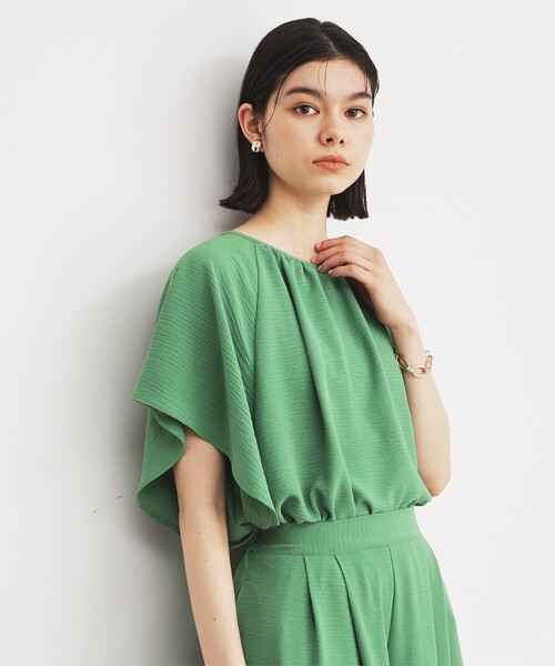 THE SHOP TK (ザ ショップ ティーケー )の「◆【涼しい!/シワになりにくい/吸水速乾/洗える】フレアスリーブブラウス(シャツ/ブラウス・レディース・ブラック/グリーン/ベージュ・12/13)」の6枚目の写真