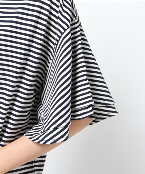 LBC（エルビーシー）の「コットン天竺ティアードスリーブ（Tシャツ/カットソー・レディース・オフホワイト/スカイブルー/ネイビー・MEDIUM/LARGE）」の5枚目の写真