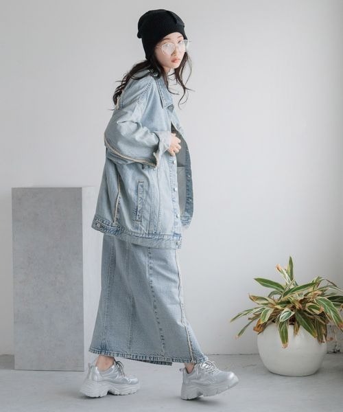ローリーズファーム　デニムGジャンロング　ライトブルー LOWRYS FARM｜CONE/BIGGジャン | Rakuten Fashion(楽天