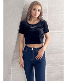 GYDA | CHILLAXING embroideryベロアトップス(Tシャツ/カットソー)