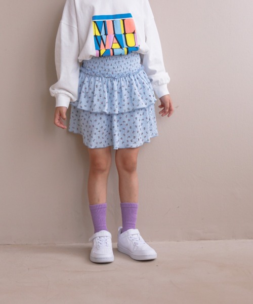LOWRYS FARM(ローリーズファーム)の「フラワーカットスカート 145414(スカート・キッズ・ブルー/ホワイト・110cm/120cm/130cm/140cm/150cm)」の1枚目の写真