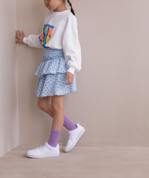 LOWRYS FARM(ローリーズファーム)の「フラワーカットスカート 145414(スカート・キッズ・ブルー/ホワイト・110cm/120cm/130cm/140cm/150cm)」の6枚目の写真