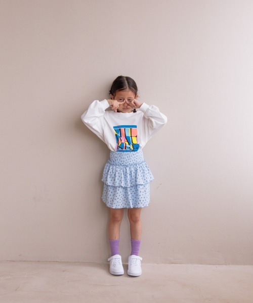LOWRYS FARM(ローリーズファーム)の「フラワーカットスカート 145414(スカート・キッズ・ブルー/ホワイト・110cm/120cm/130cm/140cm/150cm)」の3枚目の写真