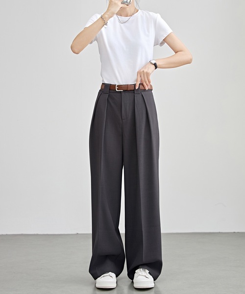 【極美品】doublet ハイウエスト ワイドテーパード スラックス グレー 3TYPEハイウエストスラックスパンツ | レディースファッション