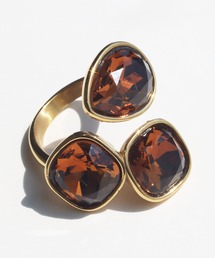 金属アレルギー対応 ビジューフォークカラーストーンリング