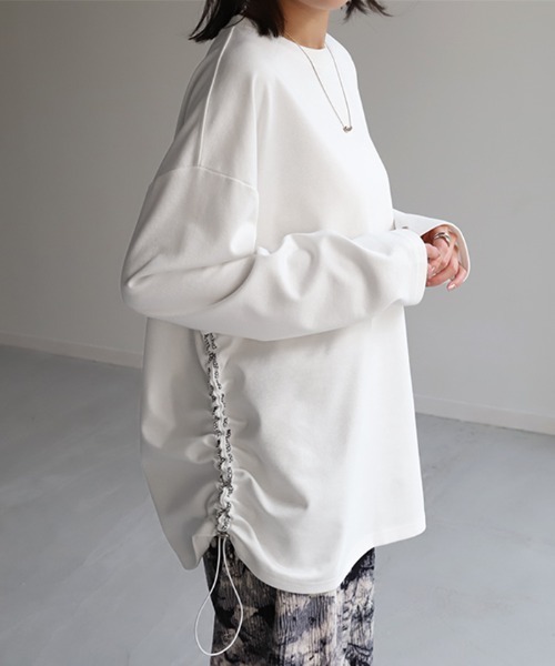 HUG.U(ハグユー)の「裾ドロストロンTカットソー(Tシャツ/カットソー・レディース・ホワイト/グリーン/グレー/ブルー/ブラック・FREE)」の19枚目の写真