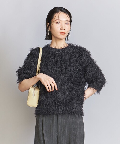 【Beauty&Youth】フェザーヤーンショートスリーブニットプルオーバー BEAUTY&YOUTH UNITED ARROWS（ビューティーアンドユース
