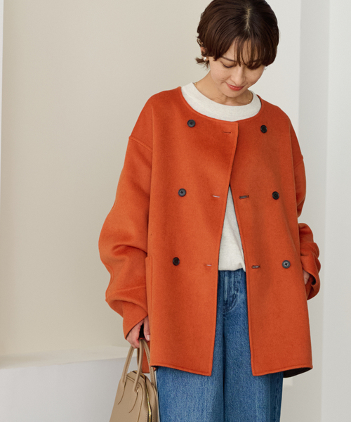 JOURNAL STANDARD relume(ジャーナルスタンダード レリューム)の「リバーシブルノーカラーショートコート(ノーカラーコート・レディース・ネイビー/ブラウン/グレー・38/36)」の8枚目の写真