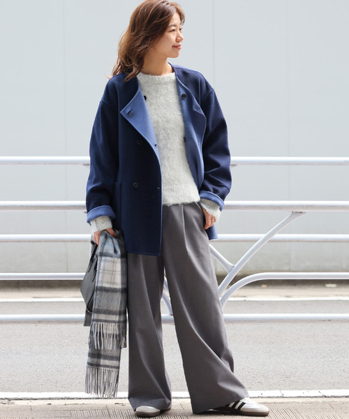 JOURNAL STANDARD relume(ジャーナルスタンダード レリューム)の「リバーシブルノーカラーショートコート(ノーカラーコート・レディース・ネイビー/ブラウン/グレー・38/36)」の11枚目の写真