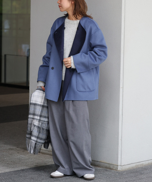 JOURNAL STANDARD relume(ジャーナルスタンダード レリューム)の「リバーシブルノーカラーショートコート(ノーカラーコート・レディース・ネイビー/ブラウン/グレー・38/36)」の16枚目の写真