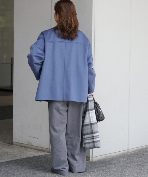 JOURNAL STANDARD relume(ジャーナルスタンダード レリューム)の「リバーシブルノーカラーショートコート(ノーカラーコート・レディース・ネイビー/ブラウン/グレー・38/36)」の14枚目の写真