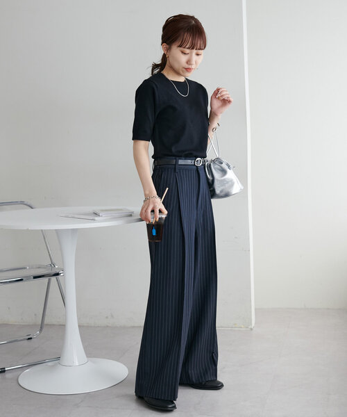 DISCOAT(ディスコート)の「ピンストライプタックワイドパンツ(その他パンツ・レディース・ネイビー/ブラウン/グレー・LARGE/MEDIUM/SMALL)」の18枚目の写真