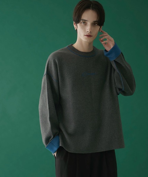 LUCY（ルーシー）の「LUCY/アウトリンキングニットプルオーバー（ニット/セーター・メンズ・ダークグレー/ブラック・MEDIUM/LARGE）」の2枚目の写真