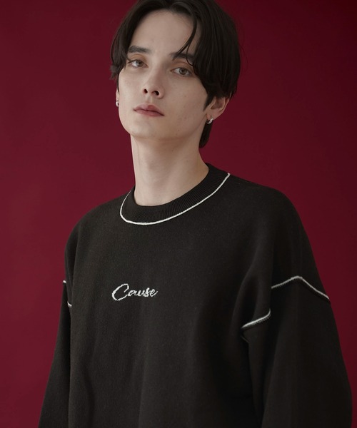 LUCY（ルーシー）の「LUCY/アウトリンキングニットプルオーバー（ニット/セーター・メンズ・ダークグレー/ブラック・MEDIUM/LARGE）」の5枚目の写真