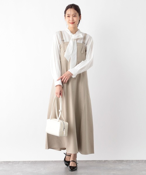 GLOBAL WORK（グローバルワーク）の「MATINEE LINE/お手入れらくらくSET UPジャンパースカート/140452（ジャンパースカート・レディース・ライトベージュ/ブラウン/チャコール・FREE）」の16枚目の写真