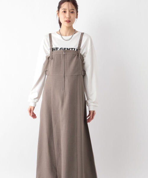GLOBAL WORK（グローバルワーク）の「MATINEE LINE/お手入れらくらくSET UPジャンパースカート/140452（ジャンパースカート・レディース・ライトベージュ/ブラウン/チャコール・FREE）」の14枚目の写真