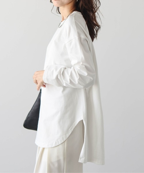 Lajour（ラジュール）の「コットンサイドスリットロングTシャツ（Tシャツ/カットソー・レディース・杢グレー/ホワイト/ブラック・フリー）」の20枚目の写真