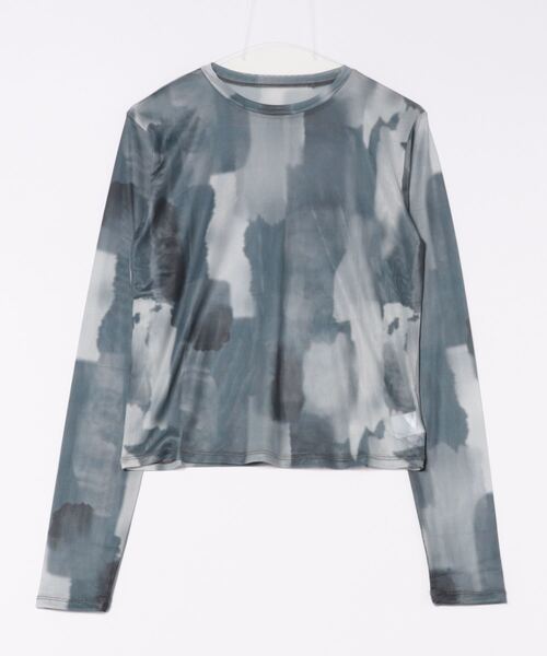 She's Closet（シーズクローゼット）の「総柄ニュアンス柄長袖クルーネックシアートップス（Tシャツ/カットソー・レディース・ベージュ/ライトグレー/アイボリー/ブラック/ライトベージュ/ブラック系その他・FREE）」の21枚目の写真