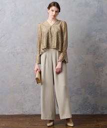 【WEB限定】レースブラウス×ワイドパンツ セットアップパーティードレス　結婚式　お呼ばれ　ドレス　20代 30代 40代