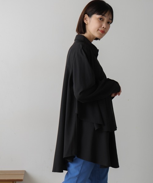 Bou Jeloud(ブージュルード)の「フレアシャツチュニック(Tシャツ/カットソー・レディース・ブラック/マスタード/オレンジ/グリーン・38)」の9枚目の写真